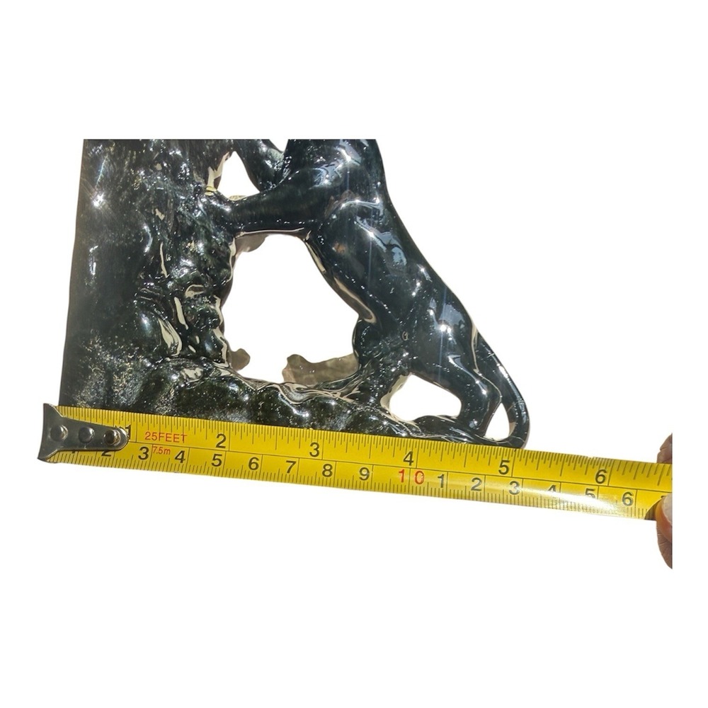 One Mid-Century/Hollywood Regency Black Panther w Gold Bookend, Glazed Redware - Picture 5 of 7